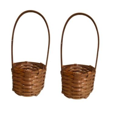 Imagem de Cesta Pequena Redonda Bambu 14 x5cm Decorativo kit c/ 4 un - Blook