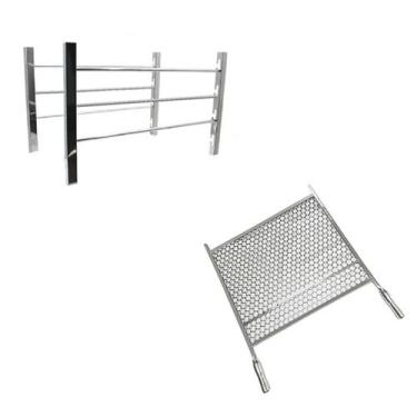 Imagem de Kit Suporte Churrasqueira Alvenaria 6 Barras 50cm + grelha Em Inox 40c