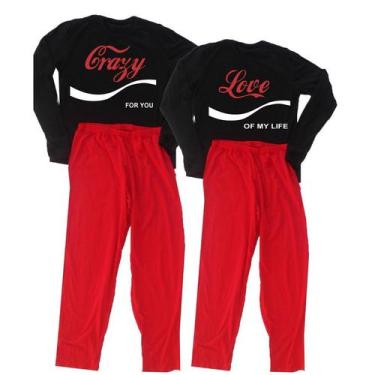 Imagem de Kit 2 Pijama Feminino Masculino Casal Mozão Blogueira Crazy Love - FRE