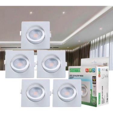 Imagem de Kit 5 Spot Led Par20 Embutir Quadrado Direcionável Bivolt 7w - Taschib