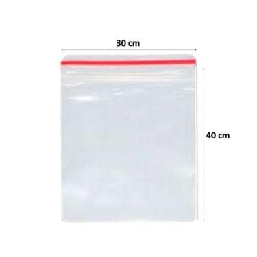 Imagem de Saquinho Plástico Transparente Fecho Zip 30x40 100 Unidades - DVT 