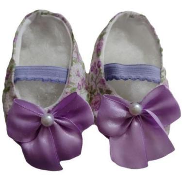 Imagem de Sapatinho de tecido bebê menina - Duda Shop, Lilás florido