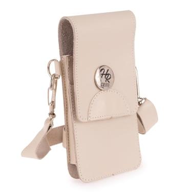 Imagem de Bolsa pequena Lateral Carteira Feminina Porta Celular Cartão 100% couro Legítimo C/fecho de imã (off white)