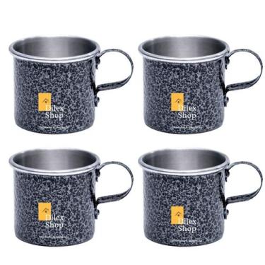 Imagem de Kit 4 Canecas Coloridas Xícaras Retrô Em Alumínio Café Chá - DI ALUMÍN