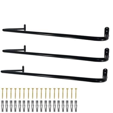 Imagem de Kit 3 Araras 1m Para Roupa Cabideiro Fixa Parede Loja Casa Reforçado (Preto)