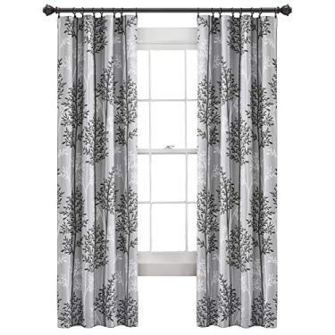 Imagem de Lush Decor Par de painéis de cortina de janela com ilhós para blackout de árvore linear cinza (213,4 x 96,5 cm), 213,4 x 38