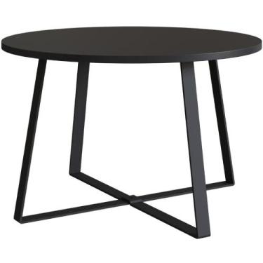 Imagem de Mesa de Centro Redonda Artesano 60 cm (largura) em MDP Preto Estrutura