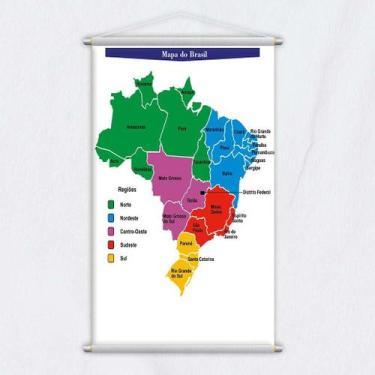 Imagem de Banner Didático Escolar Mapa Do Brasil Regiões 80X50Cm - Plimshop