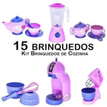 Imagem de Kit Cozinha Infantil Bule Cafeteira Batedeira Forma Fue 15pç - Altimar