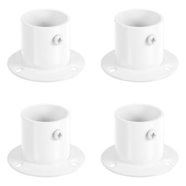 Imagem de uxcell 4 peças de suporte de haste de flange de 3,15 cm, suporte de haste de armário de aço inoxidável, suporte de varão de cortina de parede para chuveiro de guarda-roupa