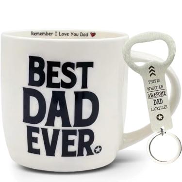 Imagem de MALLAbyLAMMA Caneca Best Dad 340.2 g Cerâmica, Chaveiro Dad Abridor de garrafas, Best Dad Ever Gift, I Love You Dad Caneca de café, presente para o dia dos pais, presente para pai, aniversário, Ação