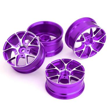 Imagem de Chanjorlin 1/10 On Road Drift Wheels Rims Hex 12mm RC Aluminum Alloy Rally Racing Hubs for 1:10 Scale Touring Street Car Tires Tamiya TT01 TT02 HSP 2S 3S Brushless HPI KYOSHO XV02 XV01 4PCS (Purple)