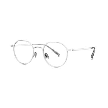 Imagem de BOLON Armação de óculos redonda premium ultra leve de titânio transparente para homens, mulheres e adolescentes BT1559, Lente prateada/demonstração, 48mm