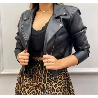 Imagem de Jaqueta Feminina material sintético Casaco Blusa Moda Outono Inverno -