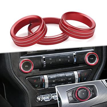 Imagem de Para Ford Mustang Interruptores de Farol Botão de Ajuste de Volume Tampa do Botão do Console Central Acessórios Interiores Compatível com Ford Mustang 2015-2021 (Vermelho 3 PCS)