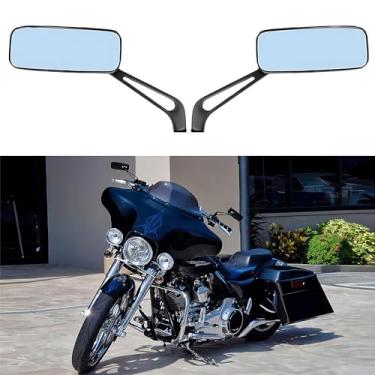 Imagem de goodfitment - Espelhos de motocicleta em formato retangular preto, espelhos retrovisores de motocicleta compatíveis com a maioria dos modelos de motocicletas