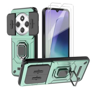 Imagem de WRTBS Capa de telefone para Xiaomi Redmi 14C / Poco C75 4G capa com protetor de tela de vidro [2 unidades], capa de proteção para câmera deslizante embutida, capa protetora de corpo inteiro militar -