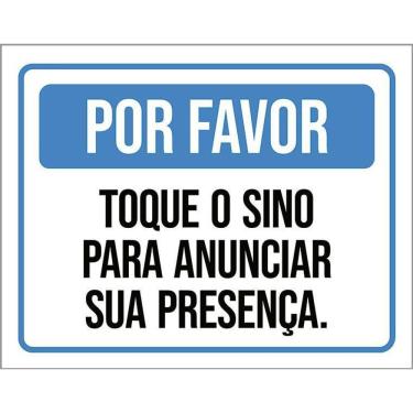 Imagem de Placa Por Favor Toque Sino Anunciar Sua Presença 36X46