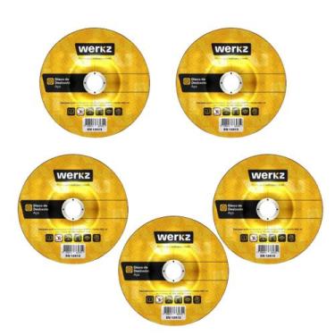 Imagem de Kit 5 Disco Desbaste Aço 6mm Lixa Polimento 115x22,23mm - WERKZ