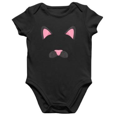 Imagem de Body Bebê Algodão Gatinha Orelhinha - Foca na Moda, Preto, G