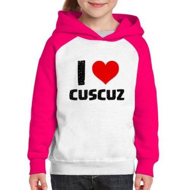 Imagem de Moletom Infantil I love cuscuz - Foca na Moda, Branco, Rosa, 12
