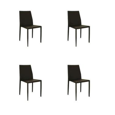 Imagem de Kit 4 Cadeiras Jantar Amanda Marrom PVC - Rivatti