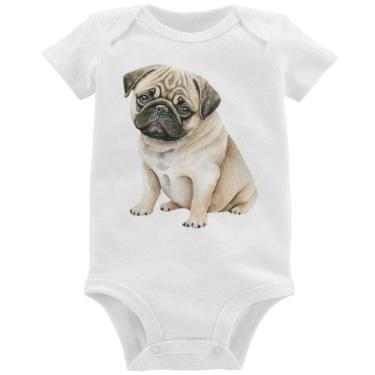 Imagem de Body Bebê Cachorro Pug - Foca na Moda, Branco, G