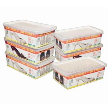 Imagem de Kit 6 Caixas Média Armazenar Sapatos Calçados Tênis Closet - Ordene