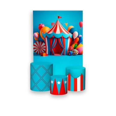 Imagem de Painel De Festa Vertical 1,50 x 2,20 + Trio De Capas Cilindro - Tenda 