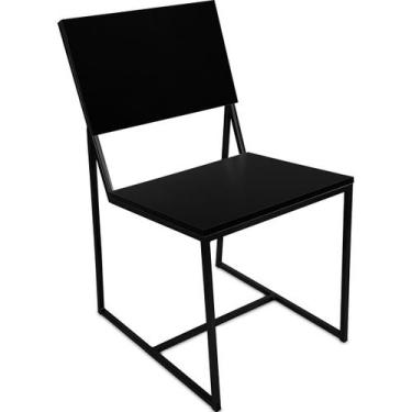 Imagem de Cadeira de Jantar Sala Escritório Dakota em Aço e MDF - Preta - Genus 