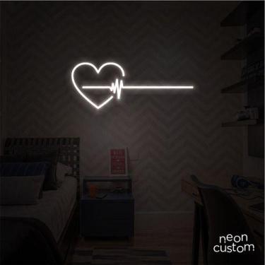 Imagem de luminaria letreiro Neon Led Coraçao Grafico 60x25 luminoso decoração p