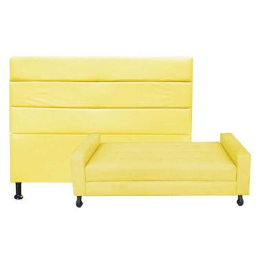 Imagem de Kit Félix com Cabeceira Turim 1,40 cm Casal Baú Quarto Sala material s