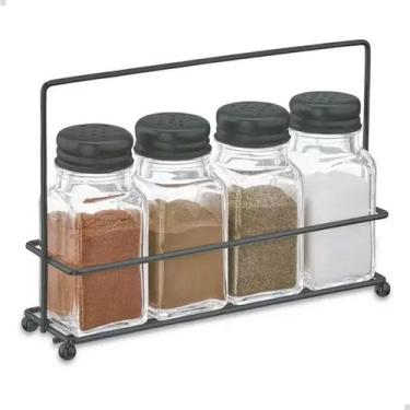 Imagem de Kit Potes Porta Temperos Para Cozinha Com Suporte - Cozinha Condimento