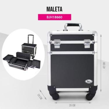 Imagem de Maleta Profissional 2 Andares com Rodinhas 360 - Prata - Jacki Design
