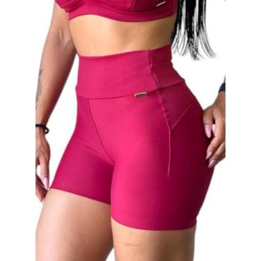 Imagem de Short Fitness Cintura Alta Modela Bumbum Drisheer, Vermelho, G