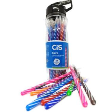 Imagem de Caneta Spiro CiS Colorida Garrafa Pote - 24 Unidades