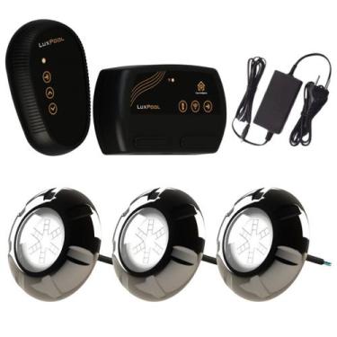 Imagem de Kit 3 LED RGB 9W Inox Piscina + Comando Wifi Luxpool + Fonte, 9W