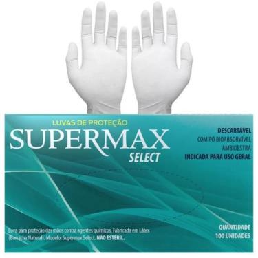 Imagem de Luva Descartável Látex com Pó Branca C/100 Supermax Select, G