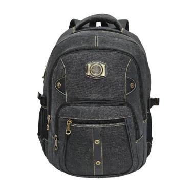 Imagem de Mochila Bolsa Escolar Lona Resistente Grande Notebook Kvn, Preto