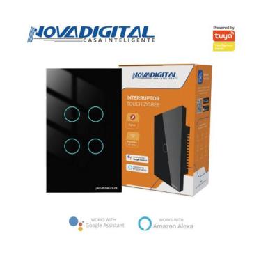 Imagem de Interruptor 4 Botões Preto Touch Zigbee Novadigital Tuya