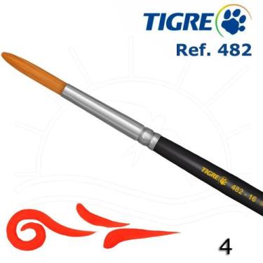 Imagem de Pincel Tigre 482 - Redondo Sintético Dourado Acetinado, 04