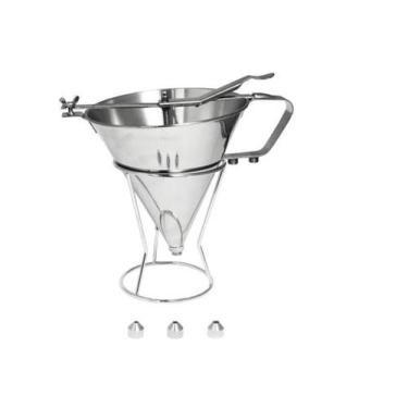 Imagem de Funil de Inox Dosador para Líquidos com 3 Bicos e Suporte Aparador XSY