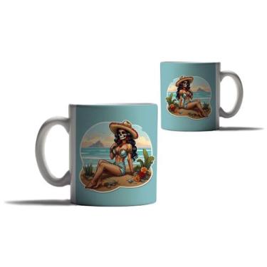 Imagem de Caneca Personalizada Presente Caveira Mexicana Katrina Praia - Enjoy S
