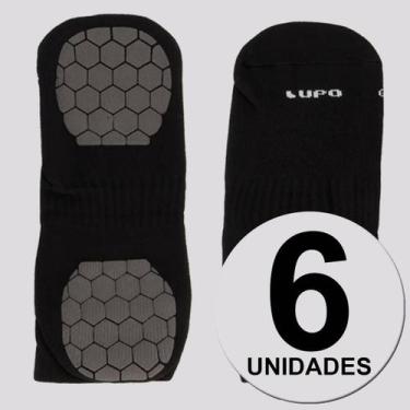 Imagem de Kit 6 Meias Lupo Performance Antiderrapante Preta, 41-44