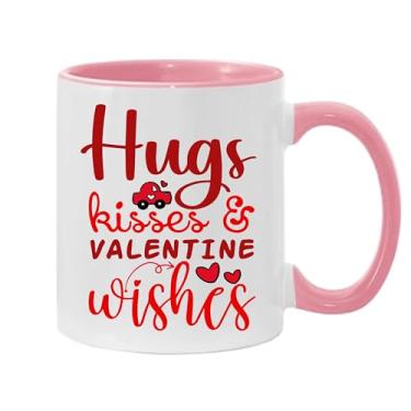 Imagem de SpreadPassion Caneca de café Hugs Kisses And Valentine Wishes, presente para namorado e namorada, ideia de presente de dia dos namorados, presente para marido e esposa, ideia de presente de