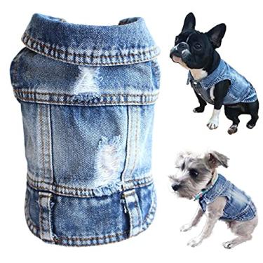 Imagem de Jaqueta jeans para cães da Tealots, camisa macia e legal, roupas de caubói para cães, casacos para animais de estimação, roupas para filhotes, coletes jeans azuis para meninos e gatos (PP)