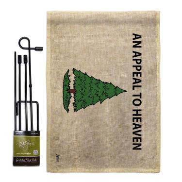 Imagem de Bandeira de jardinagem de juta a um apelo para o paraíso - conjunto com suporte patriótico histórico memorial de julho, independência de veteranos dos Estados Unidos - faixa de casa pequena para presente de quintal dupla face 33 x 47 cm