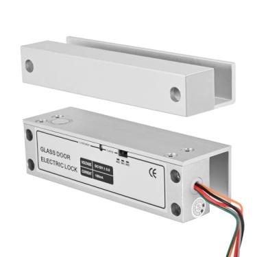 Imagem de Trava elétrica de parafuso à esquerda aberta para portas de vidro sem moldura, liga de alumínio CC 12 V à prova de falhas