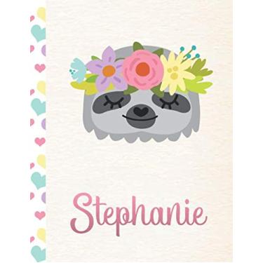 Imagem de Stephanie: Personalized Sloth Primary Handwriting Notebook For Girls With Pink Name | Dotted Midline Handwriting Practice Paper | Kindergarten to ... | Grades K-2 Composition School Exercise Book
