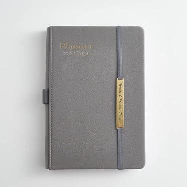 Imagem de Agenda de capa dura de couro 2023-2024, agenda semanal e mensal, julho de 2023 a dezembro de 2024, tamanho A5 14 x 20 cm, inclui: adesivos de agenda + aba mensal e marcadores de livro + bolso interno